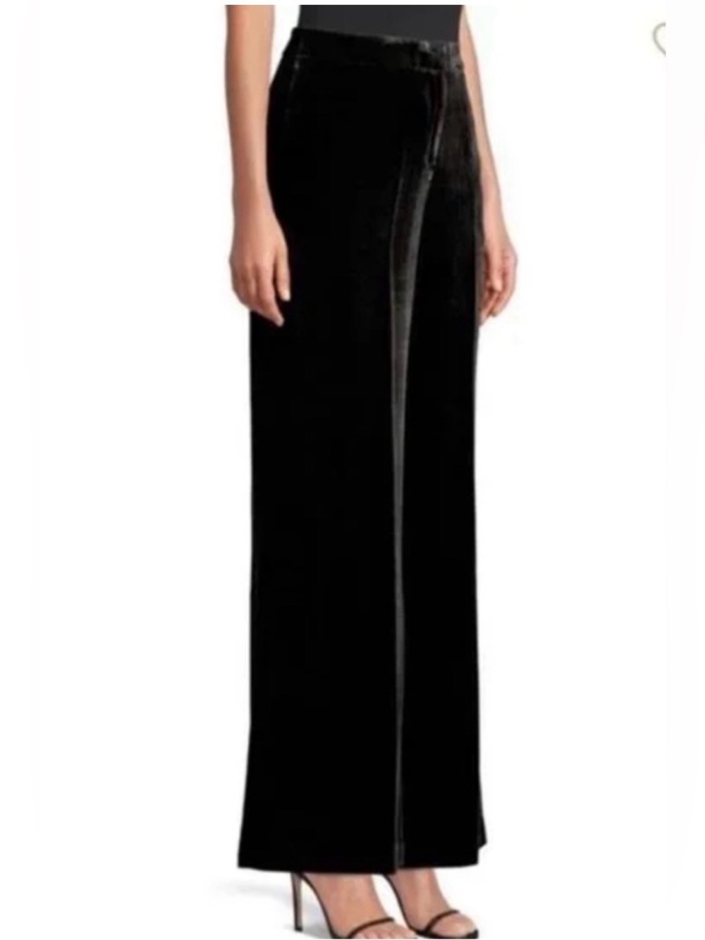 Lafayette 148 New York Velvet Gates Pant Black Velvet Wide Leg Luxury Pants 4